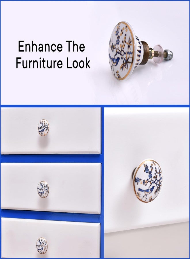 Indian-Shelf 2 Pack White Floral Ceramic Drawer Knobs for Kitchen Cabinet Hardware Door Decorative Dresser Pulls Luxurious Vintage Handles - Image 5